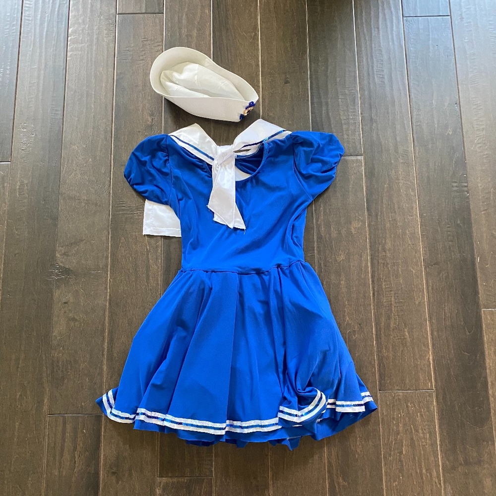 Blue Sailor Girl Costume with White Hat